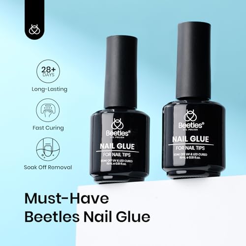 beetles Gel Polish 9 In 1 Gel Nail Glue for Clear Acrylic Nail Tips 2 Pcs 15ml Long Lasting Nail Gel Kit for False Nails Tips, Base Blooming Nail Gel, Christmas Nail Art, U V Light Required