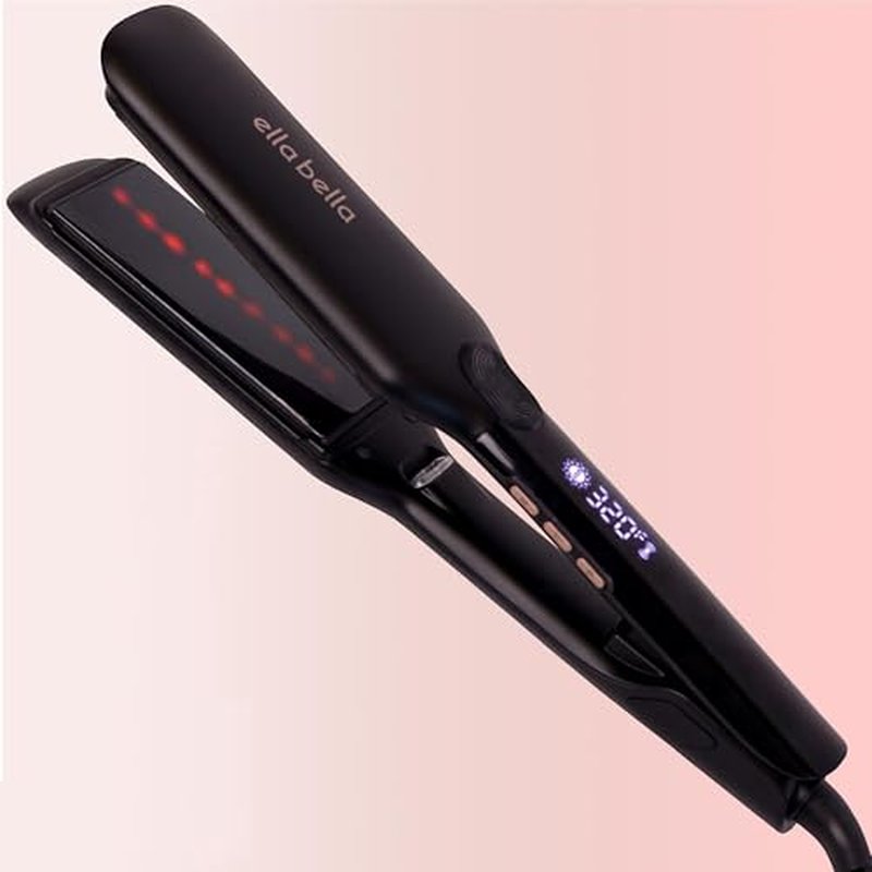 ELLA BELLA¢ç Titanium Flat Iron Hair Straightener (with Infrared) ? Professional Straightening Iron ? Digital Display to Accurately Control Temperature ? As Featured in Good Housekeeping