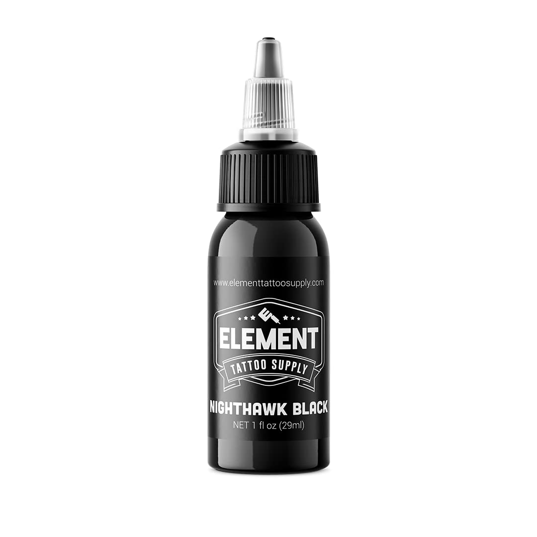ELEMENT TATTOO SUPPLY - Black and Red Tattoo Ink 1oz Bottle for Color Tattooing and Shading - Permanent - Bright - Solid - Easy to use - Pigment - Pre Disperse - Professional Artist