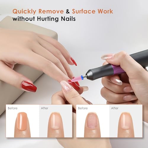 Depvko 10PCS Ceramic Nail Drill Bits, Professional 3/32 inch Electric Manicure Pedicure Drill Bits Nail Tech Set for Acrylic Gel Nails, Efile Cuticle Remover Safety Bit for Nail Drill File, Pink