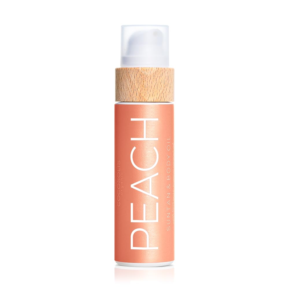 COCOSOLIS PEACH Tanning Accelerator - Organic Tanning Oil with Vitamin E & Peach Fragrance for Fast Intense Tan - Tanning Enhancer for Rich Tan - Nourishing Body Lotion