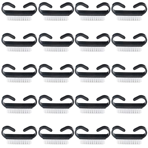 Nail Cleaning Brush- 20 Pcs Home Plastic Nail Brushes with Black Handle Grip Fingernial Brush Cleaner Travel Portable Nail Art Manicure Tools for Toes and Nails