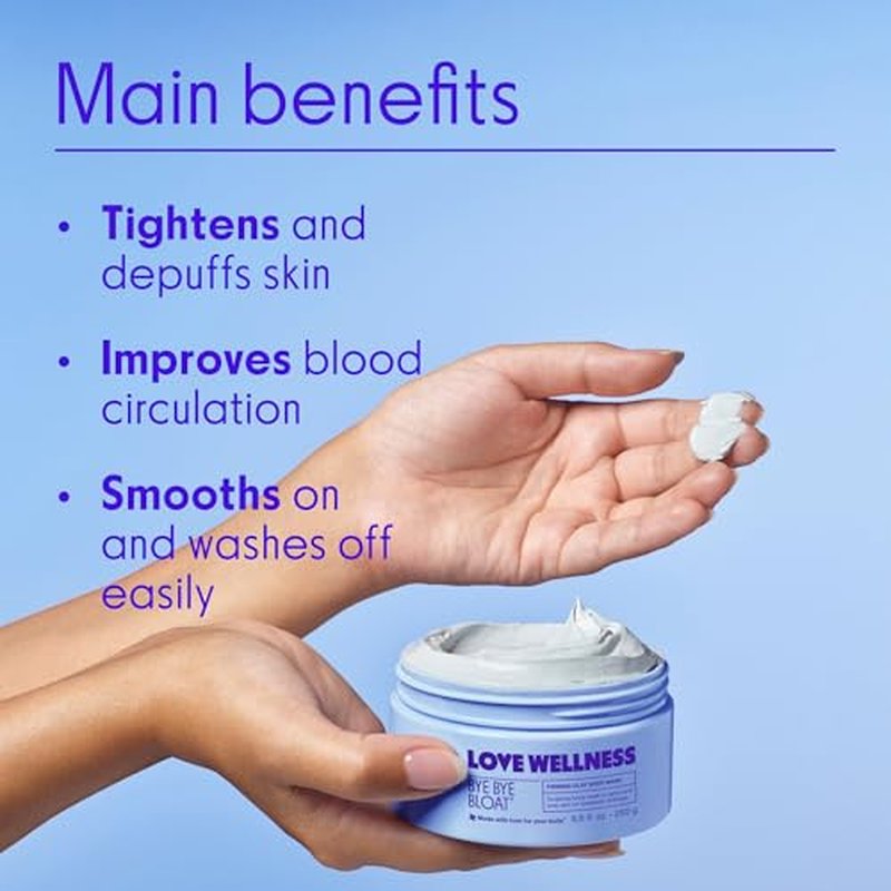 Love Wellness Bye Bye Bloat Firming Clay Body Mask | Lymphatic Drainage Body Mask for Women | Support Bloating Relief, Skin Hydration & Boost Circulation | Caffeine, Grapefruit & Peppermint Oil | 250g
