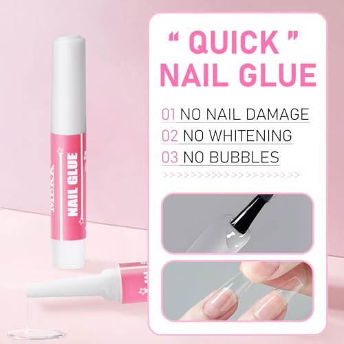 MEKK Nail Glue,Super Strong & Long-Lasting Nail Glue for Acrylic Nails,Press Ons & Nails Tips,Professional Adhesive for Nail Art Supplies,0.07OZ/PCS (12PCS)