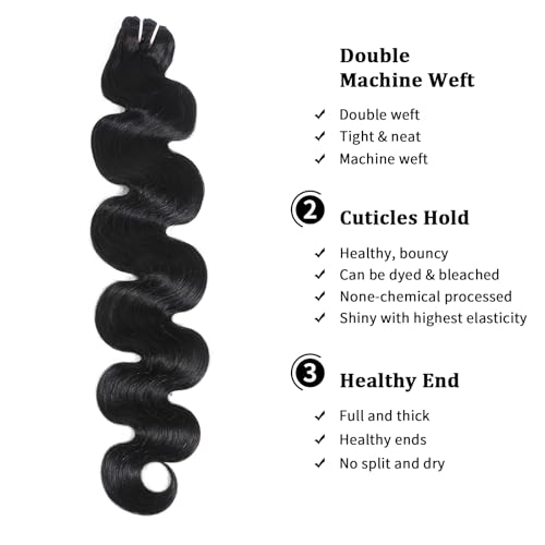15A Raw Indian Human Hair Bundles Body Wave Bundles Human Hair,Triple Lifespan Virgin Remy Hair,No Tangle Shedding,Keep Texture Silky Soft After Multiple Washes (1 Bundle Natural Black, 18 inch)