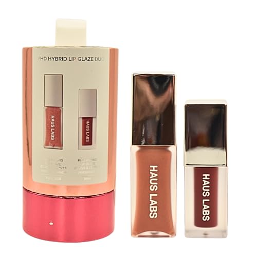 Haus Labs PHD Hybrid Innovation Plumping Lip Glaze Duo - Honey Shimmer Full Size & Persimmon Mini