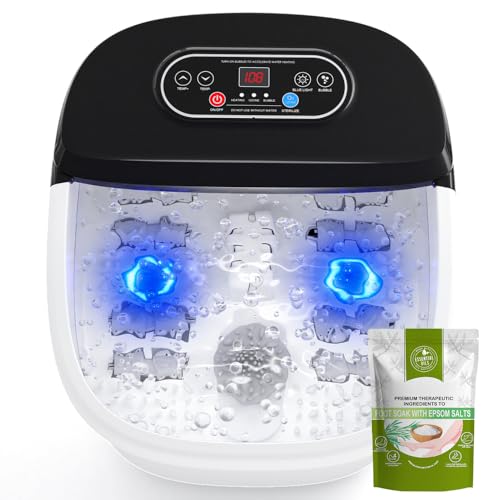 Foot Spa Bath Massager with Heat - Ozone and Blue Light Foot Soaking Tub, Epsom Salt, Adjustable Temperature, Bubble and 8 Rollers, Birthday Gift for Mom Dad