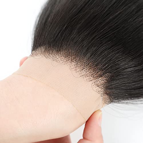 Straight 4x4 HD Lace Closure Human Hair,12A Transparent Lace Closure 100% Remy Human Hair Free Part Hand Tied Swiss Lace Closures Pre Plucked with Baby Hair Front Only Natural Black(20 Inch)