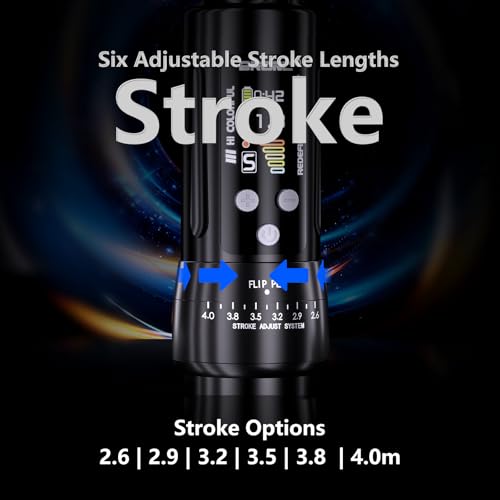 BRONC X2 Wireless Tattoo Pen Machine 2,000mAh Battery - 6 Adjustable Strokes, Rotary Cartridge Tattoo Machine Gun with Replacement Power Supply - for Tattoo Artists (Black)