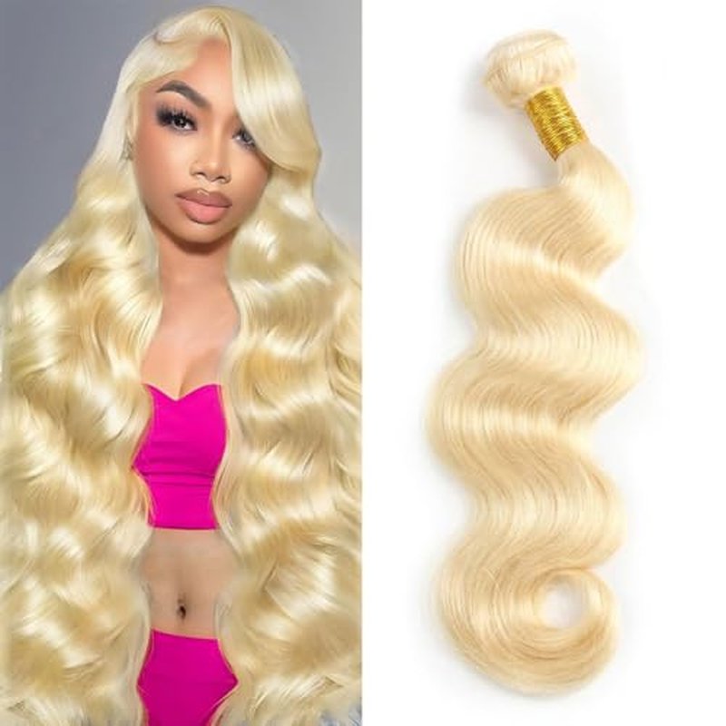 613 Bundles Blonde Bundles Human Hair 16 Inch 613 Body Wave bundles 100% Unprocessed 12A Grade Brazilian Virgin Hair Bundles 1 Bundle Human Hair 613 Blonde Bundle Hair Extensions for Women