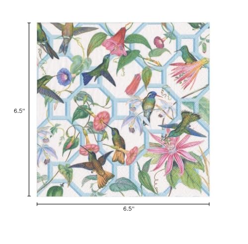 Caspari Hummingbird Trellis Paper Luncheon Napkins - 20 Per Package