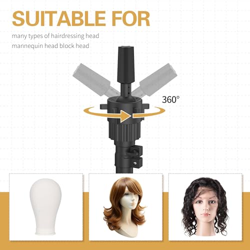 Relx Wig Head Stand - Adjustable Mannequin Head Stand - Wig Stand for Styling - Wig Stand Tripod for Cosmetology Hairdressing Training (Head Not Included)