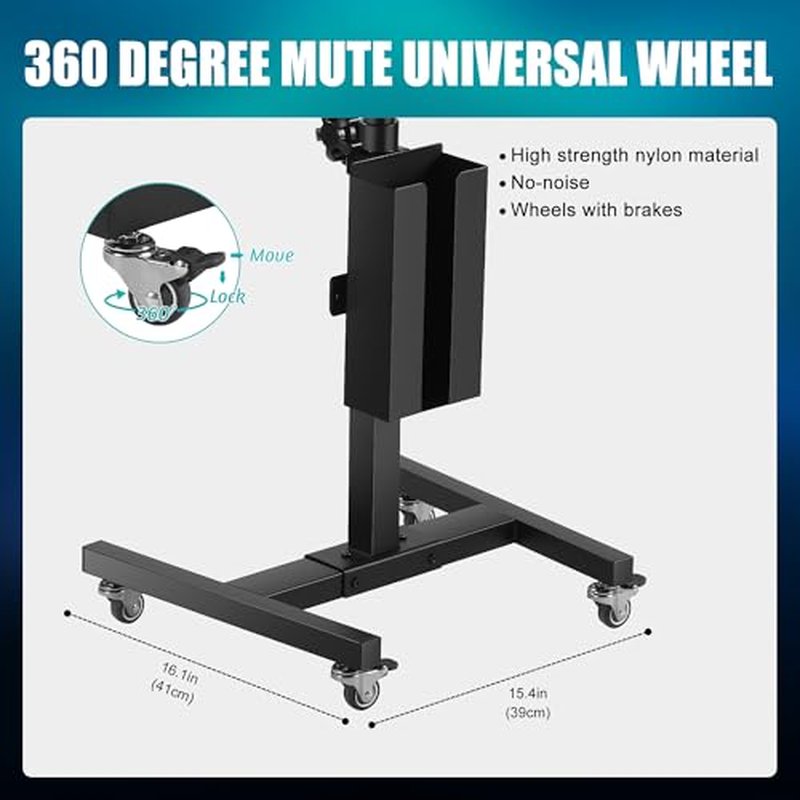 POARMEEY Tattoo Tray on Wheels Salon Rolling Tray Cart Made of Thickened Iron Adjustable Height Angle with Storage Space for Tattoo Studio Salon Medical