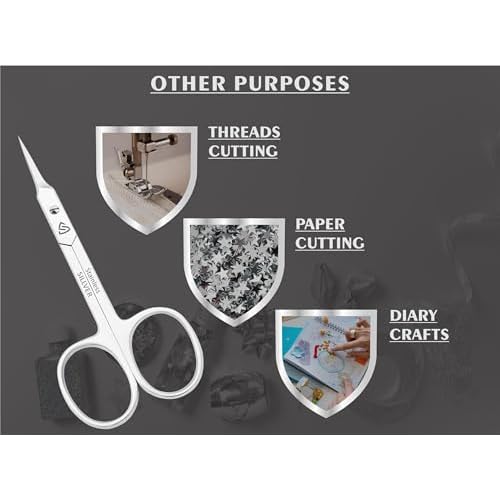 Cuticle Scissors Curved Blade - Extra Fine Pointed Tip Professional Manicure Grooming Scissors for Cuticles, Beard, Nose Hair, Eyelash, Mustache - Eyebrow Scissors