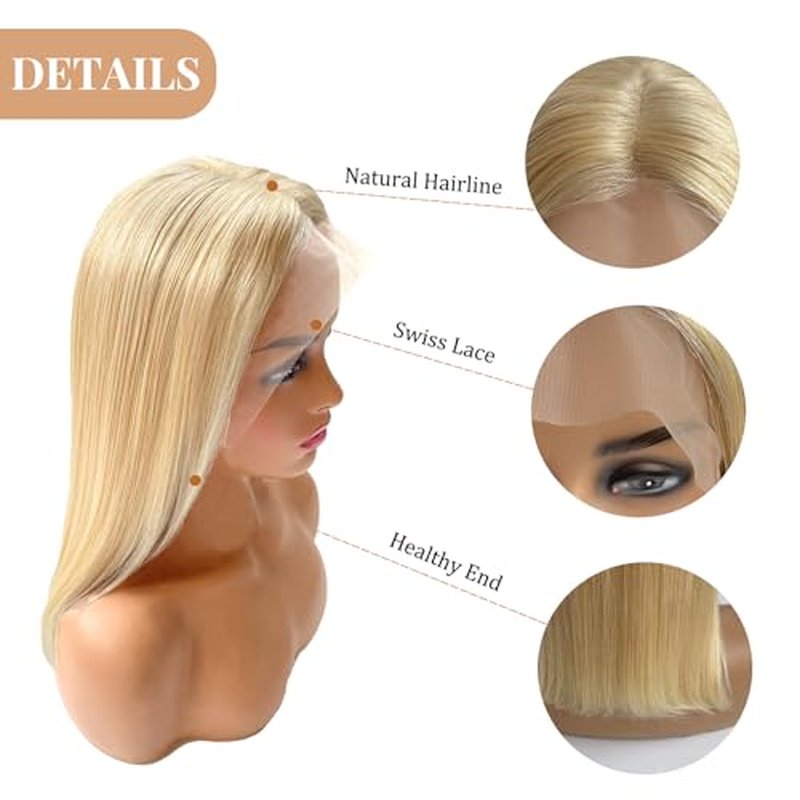 Belaved Blonde Bob Wigs Human Hair 13x4 Lace Front Pre Plucked 613 Blonde HD Frontal Lace Wig Glueless Wigs 180% Straight Density Short Bob Wigs for Black Women 8Inch