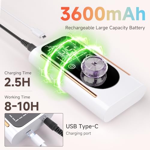 Nail Drill, Portable Electric Nail File 45000RPM, Rechargeable Nail Drill Professional with Bits & Base, for Acrylic Gel Nails, E-File Machine, Manicure Polishing, for Salon Home, White