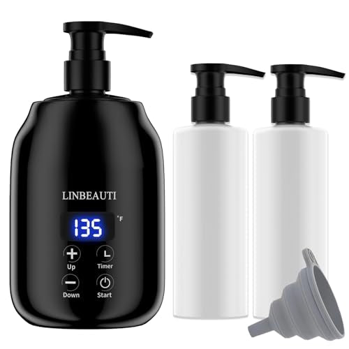 Massage Oil Warmer with Two Oil Bottle Dispenser, Lotion Bottle Warmer Dispenser Heater, Smart Touch Key Electric Warm Lotion Dispenser, Lube Gel Cream Warmer for Home Pro Salon Spa Massage (black)