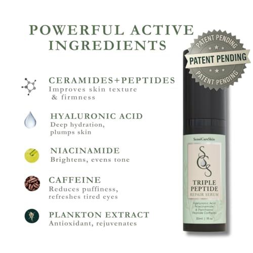 Next-Gen Bioactive Peptide + Marine Repair Serum ? Hydrating & Firming Face + Eye Moisturizer with Caffeine, Ceramides & Hyaluronic Acid | Anti-Aging & Sensitive-Skin Safe, 1 oz