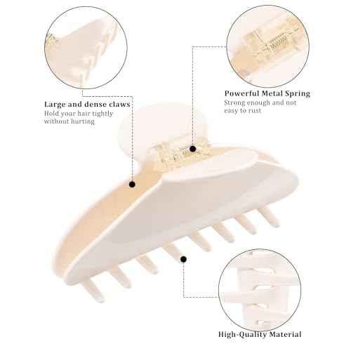 HAIMEIKANG Large Acetate 4 Inch Hair Claw Clip for Women - French Style Hair Claws for Thick Hair with Non-Slip Teeth, Hair Accessories for Updos, Buns & Ponytails