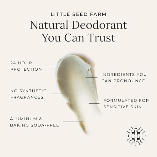Little Seed Farm All Natural Deodorant Cream - Activated Charcoal - Aluminum Free Deodorant for Women or Men, Net Wt. 2.4oz | 68g