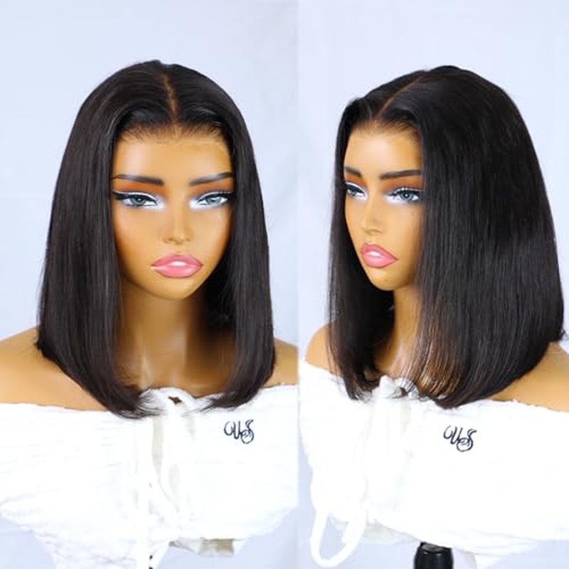 ISEE 9x6 Tpart Bob Straight Glueless Wigs Human Hair Pre Plucked Pre Cut 180% Density Drawstring Wig Human Hair Lace Front Wigs for Black Women Natural Color 12 inch