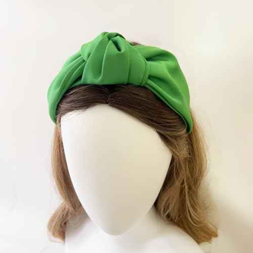 Green Knotted Headbands for Women Satin Wide Headband Non Slip Head Bands Fashion Headband Hair Styling Accessories Womens Sisters Girls Gifts
