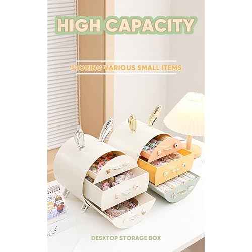 Makeup Organizer and Storage for Perfumes Cosmetics Jewelry,Box for Countertop, skincare Cabinet Storage Bins 3 draws Stackable Vanity Organizer for Dresser and Bathroom Countertop(Golden Ear)