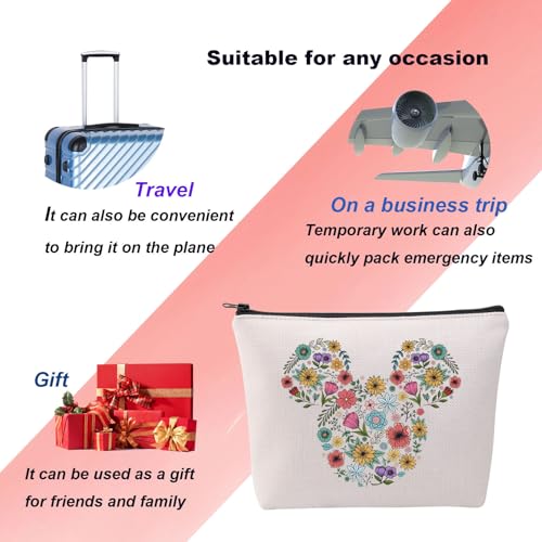 KUIYAI Flower And Garden Festival Makeup Bag Epcot Festival Toiletry Bag Floral Mouse Head Gift Kingdom Family Trip Gift (MouseFlowerMup)