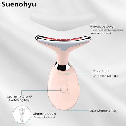 Facial Massager, Red-Light Portable Face Neck Massager Wand for Skin Care (Pink)