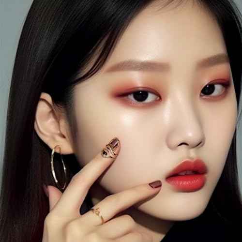 Jean Beau Finger Nail Ring for Women Teen Art Rhinestones Finger Tip Rings Gold Metal Nail Decoration Nail Protect Fashion Jewelry Gift