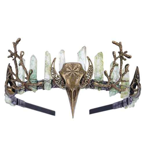 Vintage Fairy Crystal Crown - Handmade Raw Quartz Tiara Circlet Crown Elf Elven Headband for Women Men
