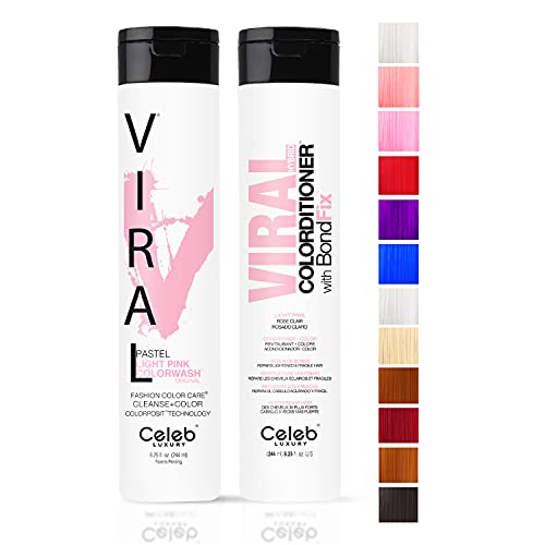 Celeb Luxury Intense Color Depositing Colorwash Shampoo + BondFix Rebuilder, Vegan Hair Dye, Sustainably Sourced Plant Based, Semi Permanent Hair Color, Viral and Gem Lites Duos
