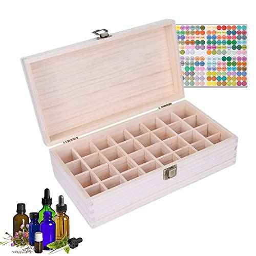 Essential Oil Storage Box Wooden Essential Oils Display Organizer 32 Slots Stand Holder for 5 to 15 ml Bottles Nail Polish Collectionl Bottles Nail Polish Collection.