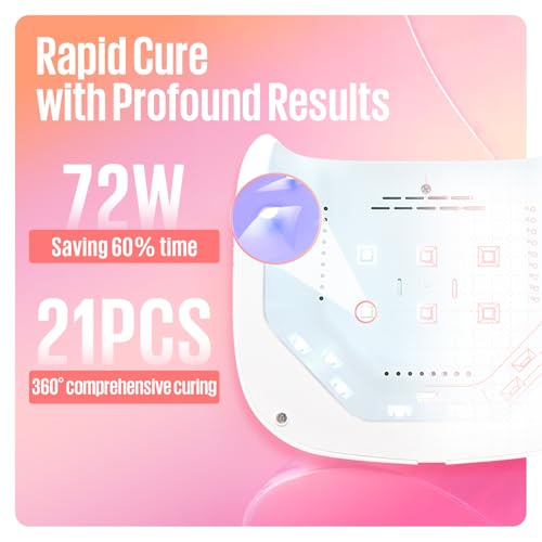 MEFA 72W Portable U V Nail Lamp, U V Light for Gel Nail with 3 Timers, Dryer for Gel Polish Fast Curing, 21pcs Lamp Beads LED Professional UV Light for Home Salon Art Tools