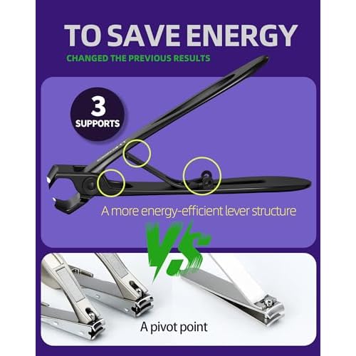 SZQHT Ultra Wide Jaw Opening Nail Clippers Set, Toenail Clippers for Thick Nails, Heavy Duty Nail Cutter, Stainless Steel Toe Nail Clippers for Seniors, Men & Women Manicure,Pedicure,Big(Black)