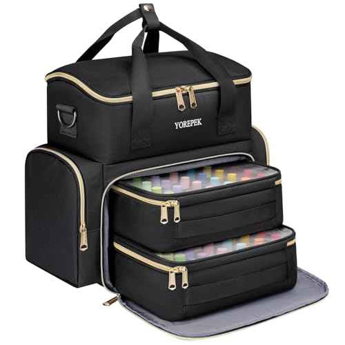 YOREPEK Extra Large Nail Polish Organizer Case Holds 48 to 100+ Bottles (15ml/0.5 fl.oz) UV lamp, Gel Polish Travel Case Bag with 2 Removable Pouches Fits Nail Suppiles, Gift for Manicurist, Girls