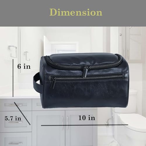 Travel Toiletry Bag for Men PU Leather Cosmetic Bag Travel Kit Travel Bag for Toiletries Medicine Bag Gifts, Brown PU