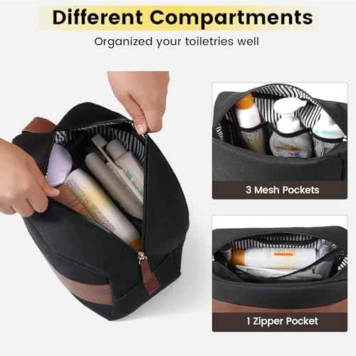 Vorspack Travel Toiletry Bag - Large Toiletry Bag for Men, Water Resistant Skincare Bag, Travel Bag for Toiletries - Black