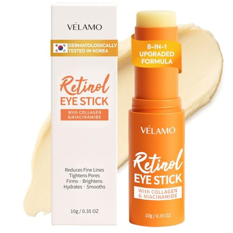 VELAMO ADVANCED Retinol Eye Balm Stick: Made in Korea, Travel Essentials, Upgraded 8-in-1 Formula with Collagen, Niacinamide & Peptides ? Under Eye Cream for Dark Circles, Puffiness & Wrinkles 0.35oz