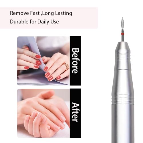 10pcs Diamond Flame Cuticle Drill Bits Set, Professional Cuticle Nail Drill Bits for Dead Skin 3/32'' Nails Dry Manicure Pedicure Shape Remove Nail Salon Tools(Fine-F)