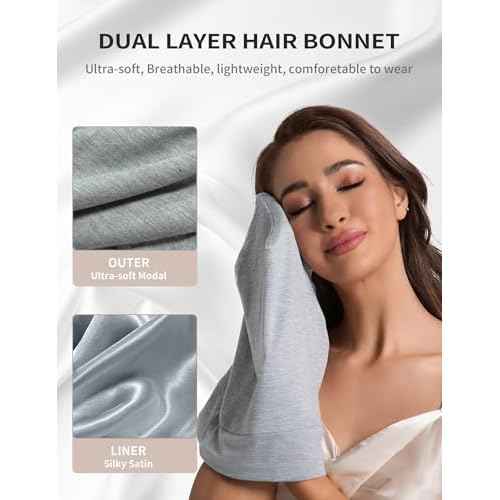 Satin Lined Bonnet for Sleeping Women Men - Adjustable Sleep Cap, Slouchy Beanie Hair Wrap for Curly Braid Locs