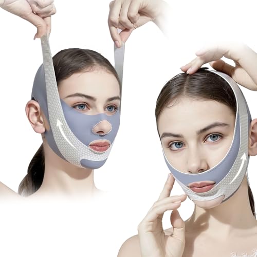 2 Pack V Line Lifting Mask with Chin Strap for Sleeping, Reusable Chin Strap for Double Chin for Women, Adjustable Chin Strap, Jaw Exerciser
