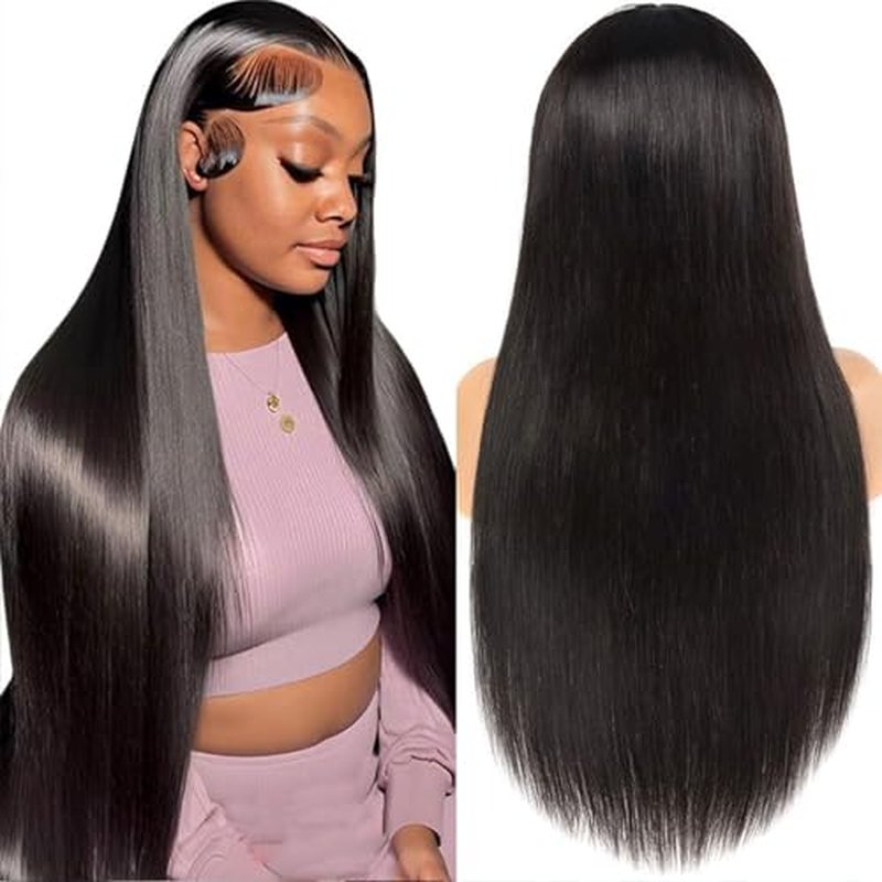 Straight Lace Front Wigs Human Hair Pre Plucked 13x4 HD Lace Frontal Wigs for Women Brazilian Virgin Human Hair Wig With Baby Hair Glueless Natural Color 180 Density 26 Inch