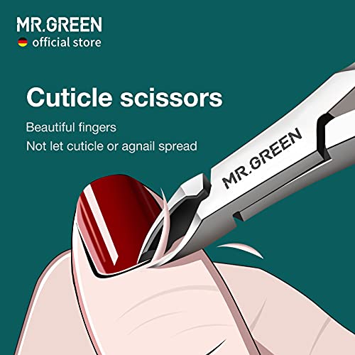 MR.GREEN Cuticle Nippers Nail Manicure Scissors Cuticle Clippers Trimmer Dead Skin Remover Stainless Steel Cutters Beauty Tool With Pusher (Mr-1028)