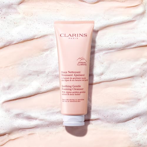 Clarins Soothing Gentle Foaming Face Cleanser | Cleanses, Soothes, and Comforts | Contains Nourishing Shea Butter | Soap-Free| SLS-Free| Very Dry or Sensitive Skin Types
