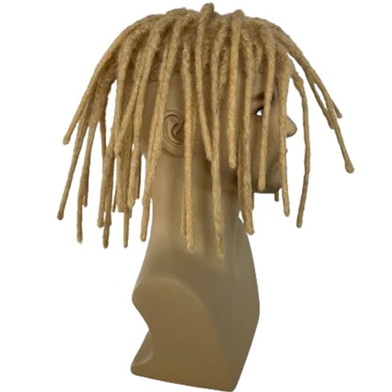 8inch Transparent Full Lace Base Afro Dreadlock Extensions Toupee For Men and Women, 0.6cm Loc Extensions Human Hair Dreadlock 10x8inch #613 Blonde Color