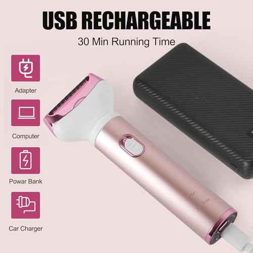Women Face Epilator, 4-in-1 Portable Design Facial Epilator, Rechargeable Facial Hair Removal for Women & Men, Waterproof Facial Shaver for Face, Ears, Nose, Eyebrow, Body