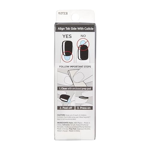 KISS imPRESS No Glue Mani Press On Nails, , 'All Black', Black, Short Size, Squoval Shape, Includes 30 Nails, Prep Pad, Instructions Sheet, 1 Manicure Stick, 1 Mini File