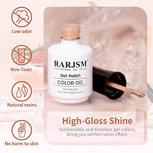 RARJSM Milky Rose Gel Nail Polish LED UV Gel Soak Off Clear Nude Pink French Manicure Light Pink Jelly Nail GelPolish Varnish Curing Requires 1pcs 15ml for Home Salon Nail Art DIY