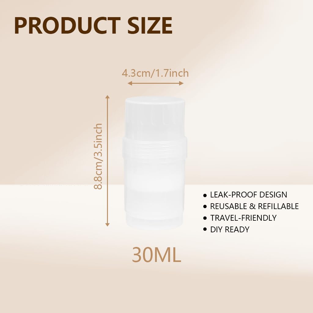 Daywhote 50 Pcs Empty Deodorant Containers Twist up Filling Stick Plastic Refillable Deodorant Holder Balm Tubes for Homemade Lipstick Sunscreen Balm Lotion(30ml)